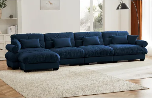 Miniatura 47 de Otomana beige para sofá modular modular, sofá individual, asiento otomano para sofá modular convertible, sofás de terciopelo para sala de estar