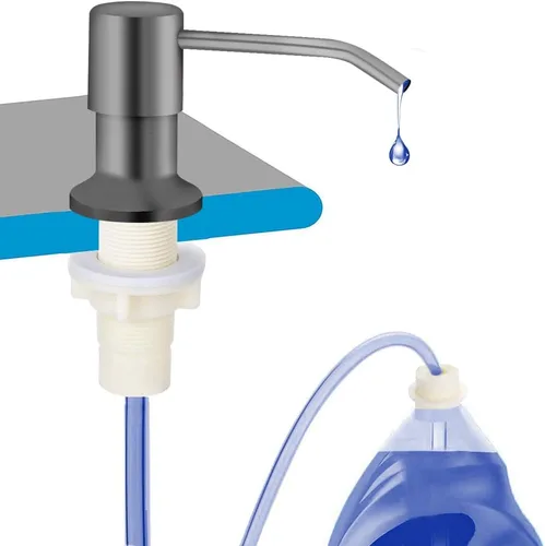 Miniatura 8 de OHiHi Dispensador de jabón para platos para fregadero de cocina (níquel cepillado), dispensador de jabón para fregadero de encimera, bomba de agua