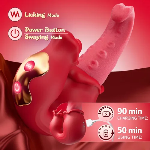 Miniatura 6 de Vibrador de Juguetes Sexuales, Juguetes para Adultos para Mujeres, Vibradores de Empuje, Consolador Rose, Juguete Sexual con 10 Modos de Lamer