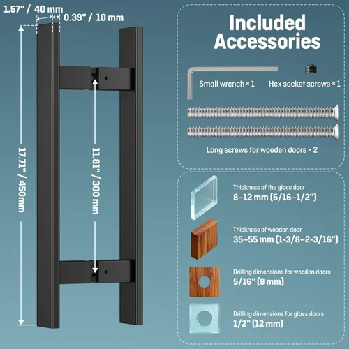 Miniatura 3 de Ranbo Manija de puerta estilo escalera de 18 pulgadas, CTC de 11-13/16 pulgadas, acero inoxidable 304 de 0.047 in de grosor, se adapta a puertas
