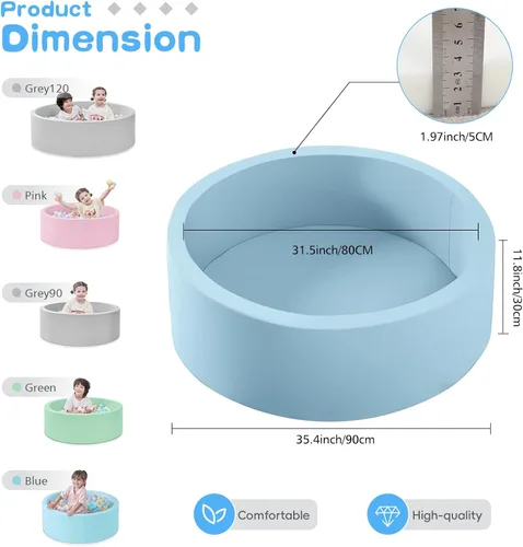 Miniatura 5 de SHJADE Piscina de pelotas de espuma para niños pequeños, 35.4"x 11.8" Piscina de pelotas para niños, Piscina de pelotas redonda suave para bebés