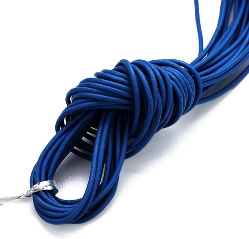 Miniatura 21 de Cuerda redonda de cuero real de 21 yardas, cuerda trenzada de cuero genuino para hacer joyas, collares, pulseras, cordones de zapatos, correas