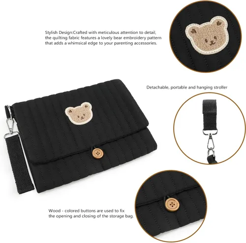 Miniatura 7 de Bolsa organizadora de pañales para bebé, impermeable, mini bolsa de pañales – 2 piezas/juego de bolsas colgantes plegables reutilizables, lavables