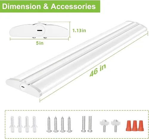 Miniatura 6 de hykolity Luz envolvente de 4FT 5" W LED con 3 vatios/3 CCT seleccionable 55W-75W, 3000K-5000K, 5500LM-7500LM, No Glare, Flush Mount Ceiling Light