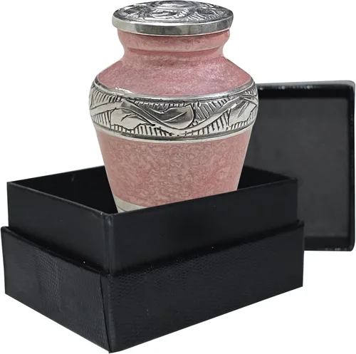 Miniatura 10 de BOLD&DIVINE Urna texturizada de esmalte perlado Urna conmemorativa texturizada de gránulo divino para cenizas humanas, funeral, entierro