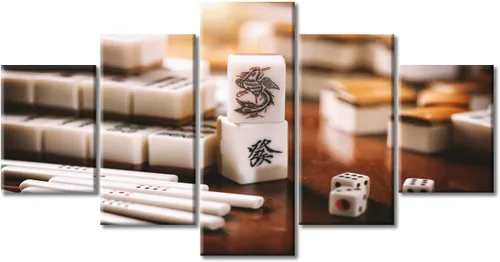 Miniatura 73 de TUMOVO 5 paneles para decoración del hogar, fichas apiladas, obras de arte modernas y contemporáneas grandes para bar, pub, club, fotos, tarjetas