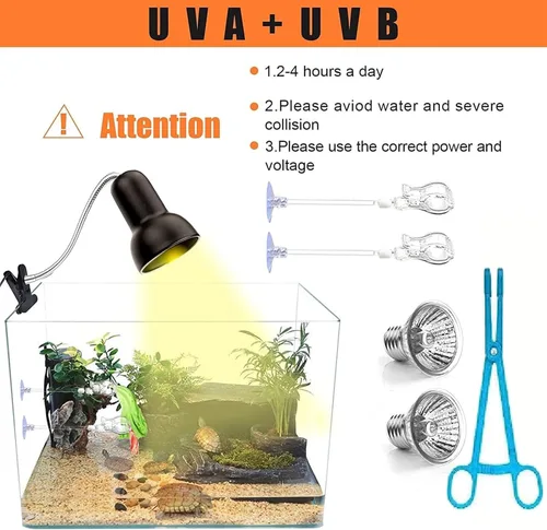 Miniatura 4 de Luz de lámpara de calor para reptiles, luz de reptil UVA UVB, lámparas de calefacción de tortuga reptil para tortugas, tortugas, lagartos