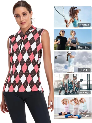 Miniatura 4 de Misyula - Camisetas de golf para mujer, con cremallera de 14, protección solar, secado rápido, tenis, correr, atletismo, entrenamiento