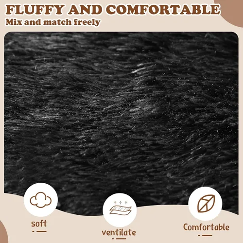 Miniatura 2 de VitalCozy 6 fundas de almohada de piel sintética esponjosa para sofá, cojín cuadrado de 18 x 18 pulgadas, almohada decorativa de lujo, suave