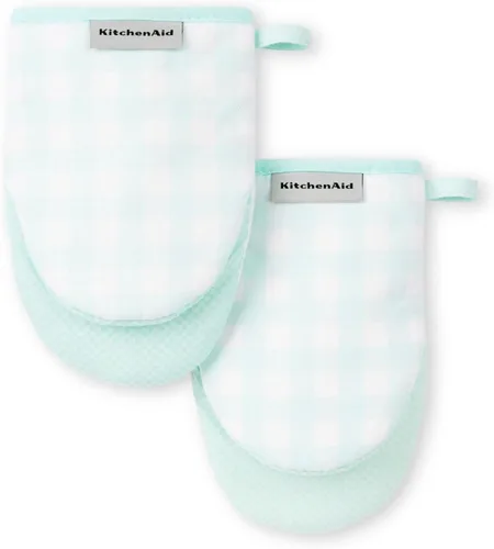 Miniatura 7 de Juego de 2 manoplas mini para horno Kitchenaid Gingham, Terciopelo Azul, 5.5"x8