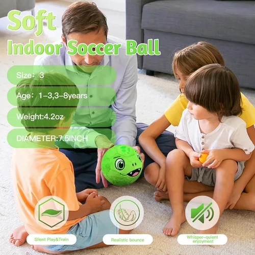 Miniatura 4 de Silent - Balón de fútbol para interiores tamaño 3, pelotas de fútbol de felpa súper ligera y suave para niños, niños pequeños de 1-3, 3-8 años