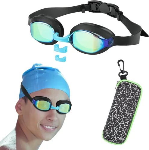 Gafas de natación para niños de 3 a 14 años, paquete de 2 gafas de natación para niños/niños/niñas con estuche