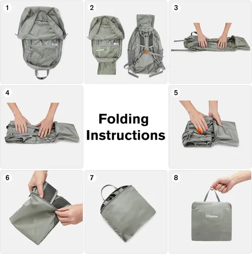 Miniatura 7 de G4Free Mochila de senderismo ligera de 25 litros, plegable, plegable, deportiva, resistente al agua, para mujeres y hombres (verde gris)