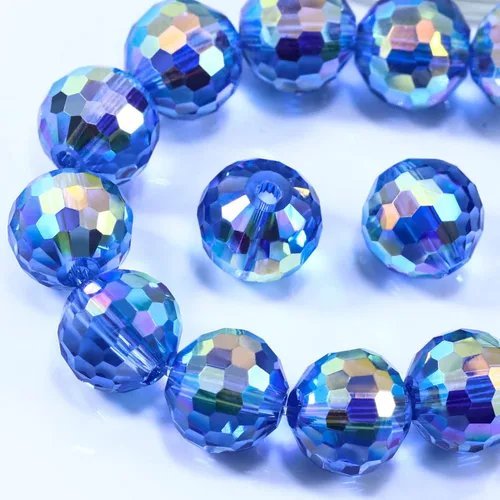 Miniatura 16 de Dowarm 150 PIEZAS Cuentas de cristal de vidrio redondas de 6 mm para hacer joyas, cuentas facetadas de cristal rondelle espaciadoras de color azul
