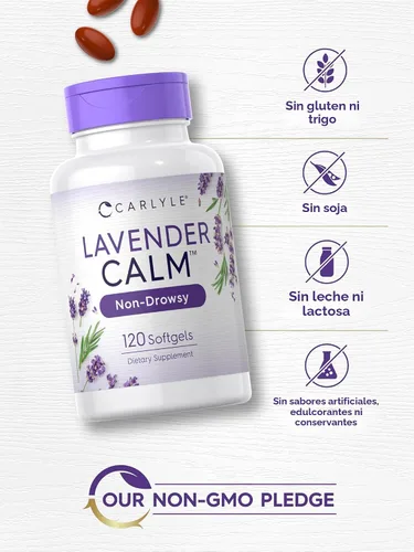 Miniatura 4 de Carlyle Pastillas de lavanda 80 mg 120 cápsulas de gel suave Fórmula calma y sin somnolencia Suplemento sin OMG y sin gluten