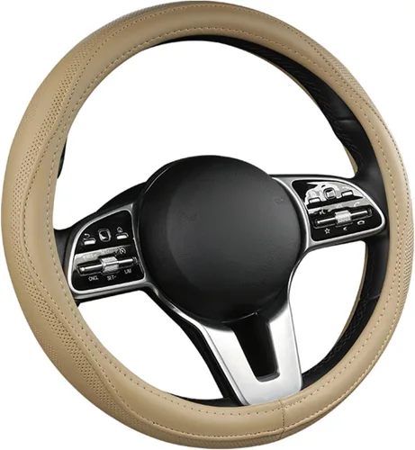 Funda para volante de piel de vacuno, resistente al calor, antideslizante, compatible con la mayoría de marcas y modelos de automóviles y camiones