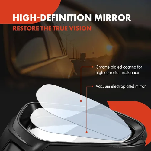 Miniatura 4 de A-Premium Espejo de puerta eléctrica lateral izquierdo y derecho compatible con Honda Civic 2016-2021, sin calefacción, con ajuste de cristal Negro
