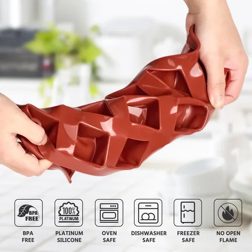 Miniatura 3 de Puyeipt - Paquete de 2 moldes cuadrados de silicona, 1.4 x 1.4 x 1 pulgada, moldes para hornear chocolate para pasteles, dulces, gelatina, trufa