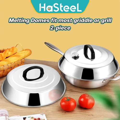 Miniatura 7 de Cúpula para Derretir Queso de 12 Pulgadas, HaSteeL Cubierta Redonda de Acero Inoxidable para Rociar y Vaporizar, Cúpula Grande Sólida para Plancha