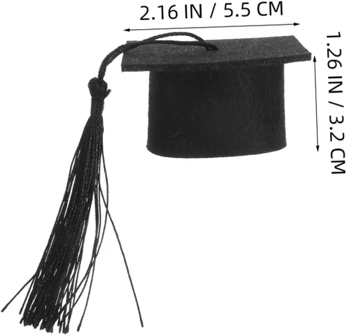 Miniatura 2 de 20 piezas de mini sombrero de doctor accesorios para fotos de graduación, sombreros de doctorado, decoración de tapa de botella de graduación