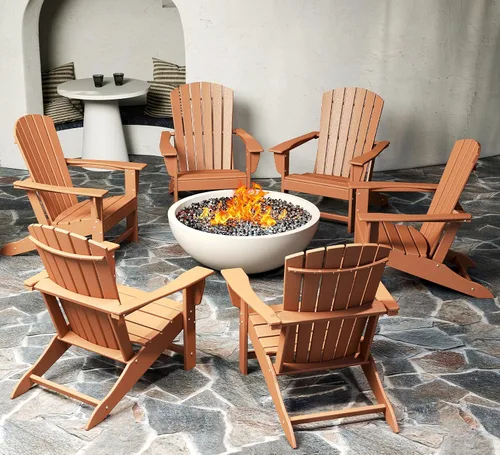 Miniatura 31 de BRIOPAWS - Juego de 2 sillas Adirondack Tamaño grande Silla para hoguera Plástico HDPE Para todo tipo de clima para terraza, al aire gris