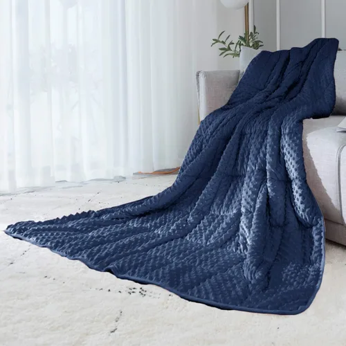 ALANSMA Manta con peso reversible para todas las estaciones, terciopelo de lujo, cálida y fresca, manta con peso azul de 5 libras para adultos,