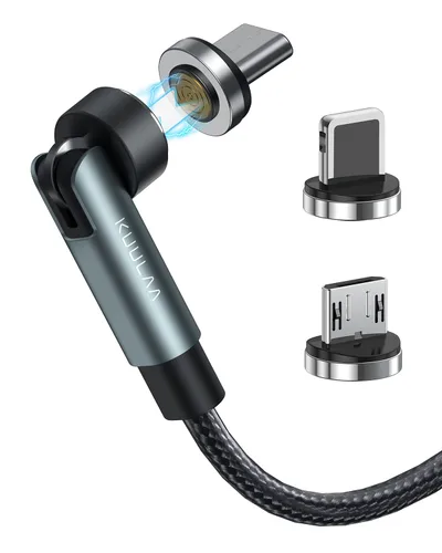 Miniatura 8 de Kuulaa Cable de carga magnético de 7 pines, cable de carga magnético giratorio 540 de 3 pies, transferencia de datos de carga rápida de 3 A, cables