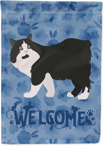 Miniatura 209 de Caroline's Treasures CK4813CHF - Bandera de bienvenida con gato abisinio azul, manga grande, para porche, para colgar en la pared, poliéster