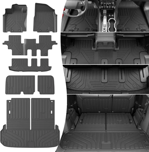 Miniatura 51 de powoq Tapete de suelo compatible con Honda Pilot 2016-2022 con alfombrilla de respaldo, forro de carga de repuesto para accesorios Honda Pilot