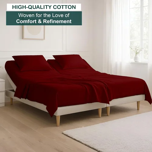 Miniatura 3 de NON Sticky cotton Juego de sábanas de 4 piezas para cama ajustable con números de sueño, 100% algodón egipcio, cabezal flexible de 34 pulgadas, se
