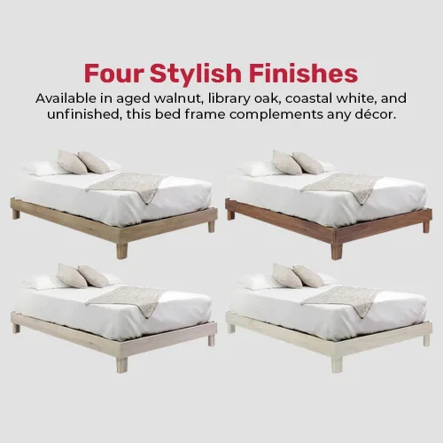 Miniatura 7 de Marco de cama de plataforma de madera maciza sin herramientas con listones, calidad fabricada en Pensilvania, Estados Unidos por artesanos