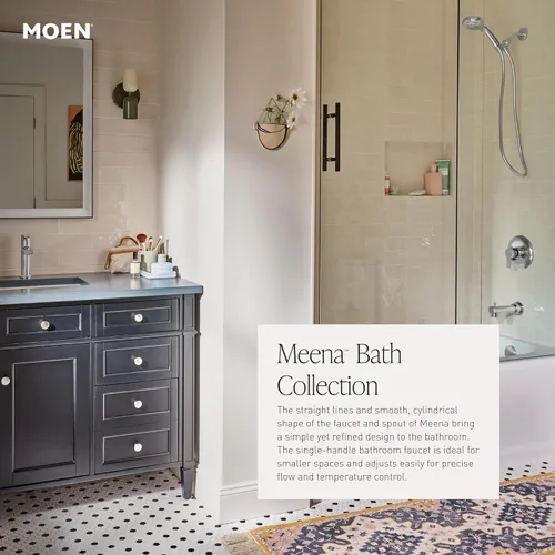 Miniatura 13 de Moen Meena Negro Mate Grifo de Lavabo de Baño Moderno con un Solo Agujero y una Sola Manija con Placa de Cubierta Opcional y Montaje de Desagüe