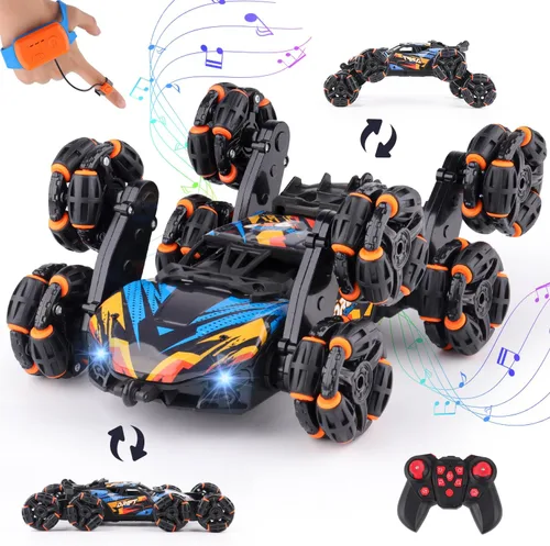 NEXBOX Enfriador de 8 ruedas controlado a mano juguetes de coche RC de acrobacias, coches de control remoto con detección de gestos para niños de 6
