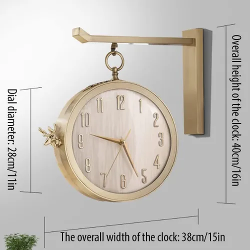 Miniatura 2 de Modern Double Sided Wall Clock Modern Simple Style Decor Wall Clock Non-Ticking Classic Digital Clock Interior Decoration Wall Art Decor Clock