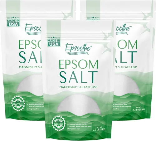 LA Salt CO Epsoothe 2.2 libras de sal de Epsom para baño y remojo y exfoliante para pies | Sulfato de magnesio puro y natural USP | Alivia los
