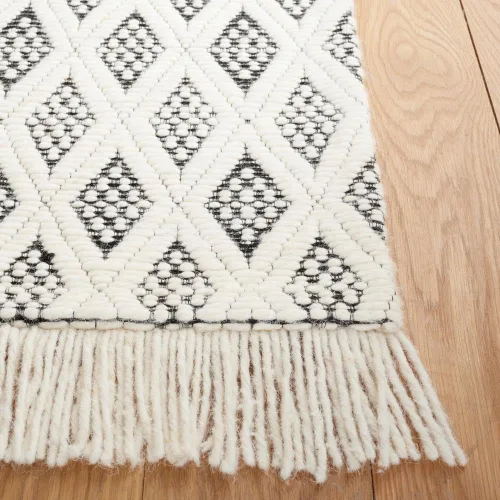 Miniatura 4 de SAFAVIEH Natura Collection - Alfombra de pasillo de 9 pies, color marfil y negro, diseño de transición, ideal para zonas de alto tráfico en pasillo