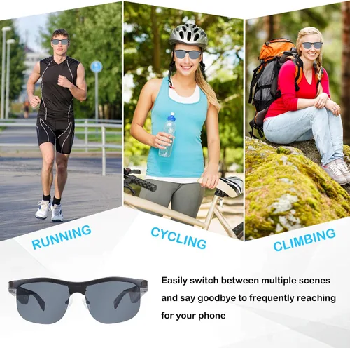 Miniatura 6 de Lentes inteligentes Bluetooth, gafas de audio y música, lentes de sol polarizados para hombres y mujeres, lentes de sol deportivos de oreja abierta