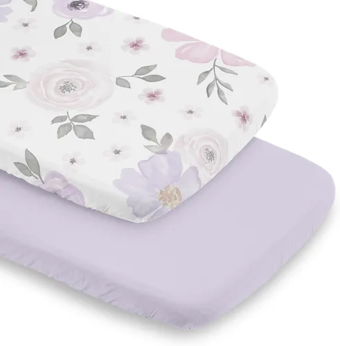 Miniatura 8 de Sweet Jojo Designs Sábanas ajustables para cuna de bebé (morado sólido) para niñas, guardería infantil, habitación de niños pequeños - Tamaño Gris