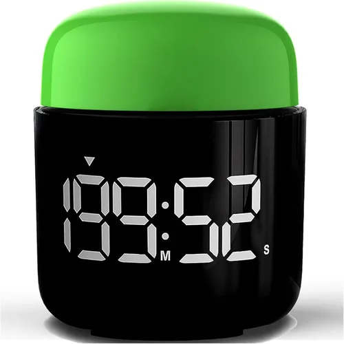 Miniatura 10 de Temporizador de giro de mesa, cronómetro con pantalla LED grande, alarma silenciosa y fuerte, cuenta regresiva de 199 minutos y más, luz nocturna