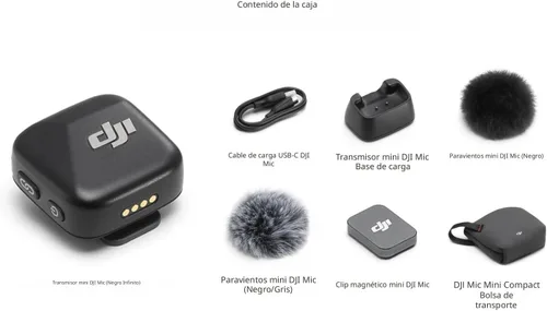 Miniatura 6 de DJI Mic Mini Transmisor (Negro Infinito), Ultraligero, Micrófono Lavalier Inalámbrico para DJI Action 5 Pro/Osmo Pocket 3, Cancelación de Ruido