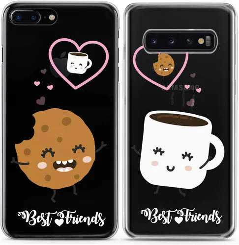 Miniatura 4 de Fundas a juego para parejas compatibles con iPhone 16 15 14 13 12 11 Pro Max Mini Xs X 6s 8 Plus 7+ Xr 10 SE 5 Cookie Coffee Gift Best Friend Kawaii