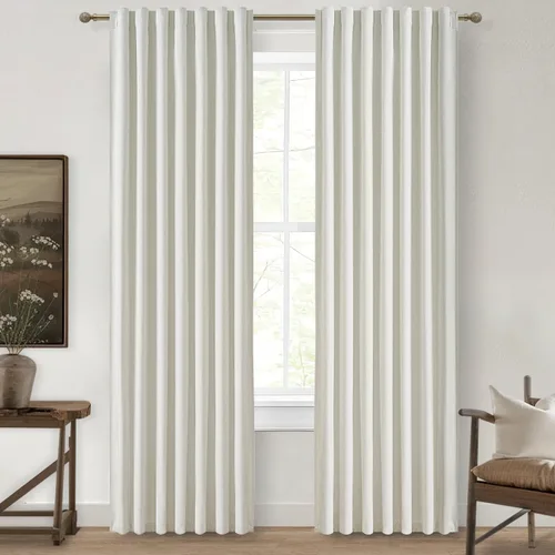 Miniatura 56 de Cortinas opacas extraanchas, 2 paneles para puertas corredizas de vidrio, moderna mezcla de lino plisado pesado, piso a techo, ventanas grandes, 70