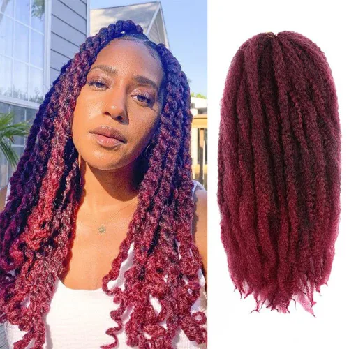 Miniatura 7 de ToyoTress Bob Marley Twist Hair - 8 Pulgadas Paquete de 6 Cabello Marley Negro Corto Para Locs Falsos, Extensiones de Cabello Rizado Afro Kinky