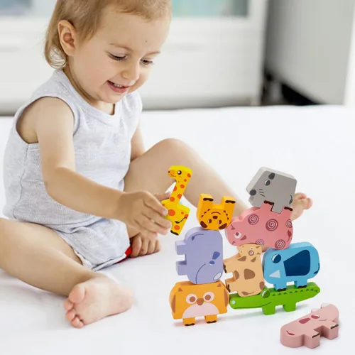Miniatura 2 de Juguetes Montessori para niños y niñas de 2, 3 y 4 años, bloques apilables de animales de madera para niños pequeños de 1 a 3 años - Bloques
