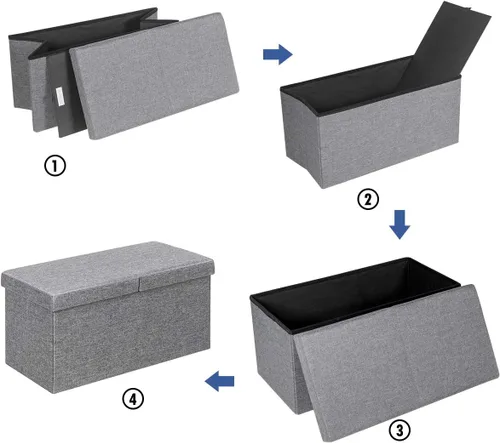 Miniatura 5 de Giantex Otomana plegable de almacenamiento de 30 pulgadas de ancho, gran espacio de almacenamiento de 80 litros y asiento acolchado para sala
