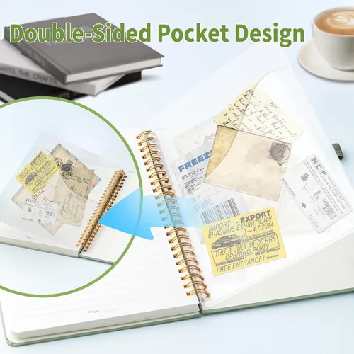Miniatura 5 de YOXMJDB Cuaderno rayado en espiral, pequeño cuaderno de rayas universitarias A5 con soporte para bolígrafo, cuaderno de tapa dura de 140 páginas