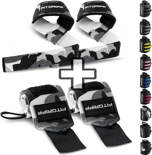 Miniatura 10 de Fitgriff® Lifting Straps & Wrist Wraps (Bundle) Superior Support for Weightlifting & Gym Workouts - for Men and Women Negro completo