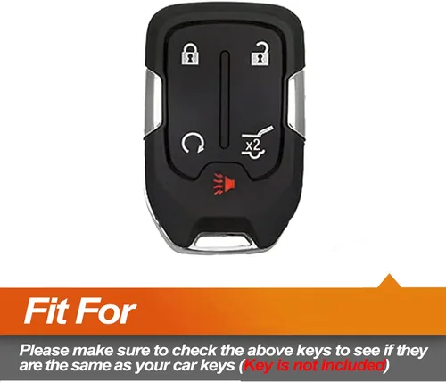 Miniatura 2 de Funda de llavero de silicona Compatible con GMC Acadia Terrain Yukon Sierra Chevrolet Suburban Tahoe Silverado 1500 2500 3500 HD Smart 5 botones
