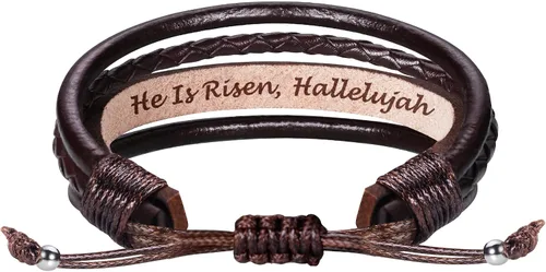 Miniatura 13 de Regalos del día del padre para papá, marido, pulsera de cuero para hombres, él, novio, hijo, ajustable, marrón, pulsera de cuero para hombre