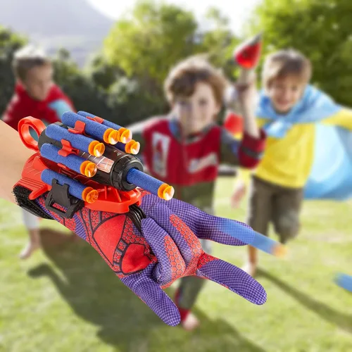 Miniatura 6 de Guantes de Araña Hombre Juguete Lanzador de Telarañas con Muñeca, Guantes Lanzador de Araña Juego de Juguete Cosplay para Niños